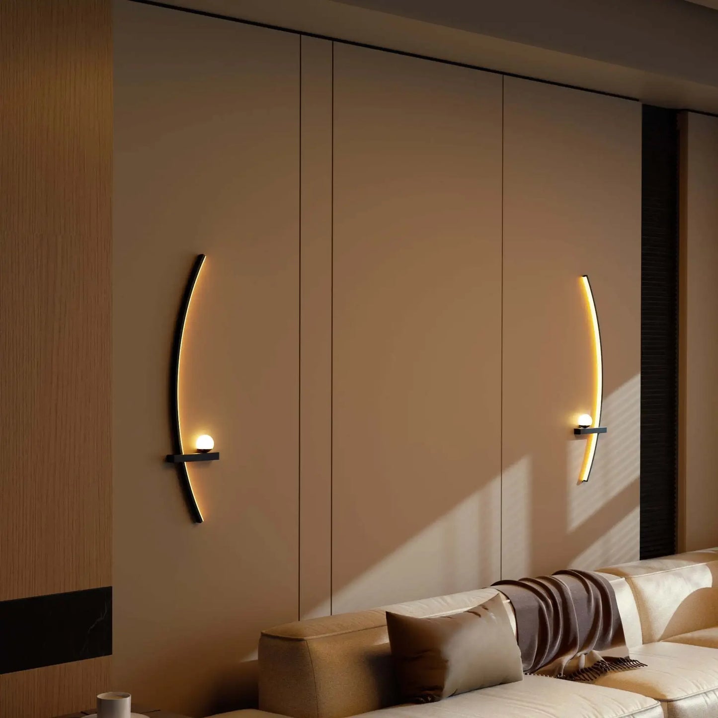 2pcs Modern Adjustable LED Wall Sconce, 31.5" Arched Metal Bedside Lamp, 3000K Warm Glow, Indoor Use.