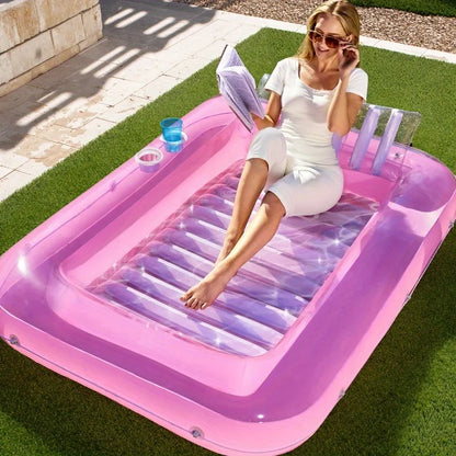 SYNCFUN Inflatable Tanning Pool Lounger Float 4 in 1 Suntan Tub Raft Floatie.