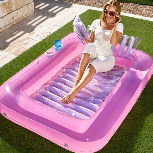 SYNCFUN Inflatable Tanning Pool Lounger Float 4 in 1 Suntan Tub Raft Floatie.
