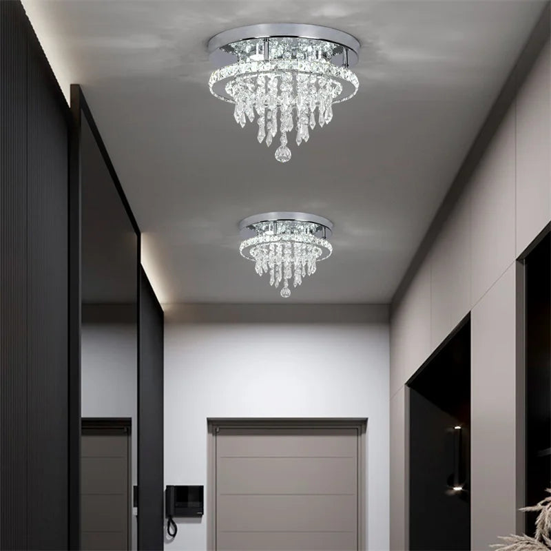Luxury Crystal Ceiling Lamp Smart Led Dining Room Pendant Light Chandelier Remote Control.