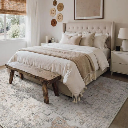 5X7 Area Rugs for Living Room, Machine Washable Non Slip Vintage Rugs, Low Pile Lightweight.