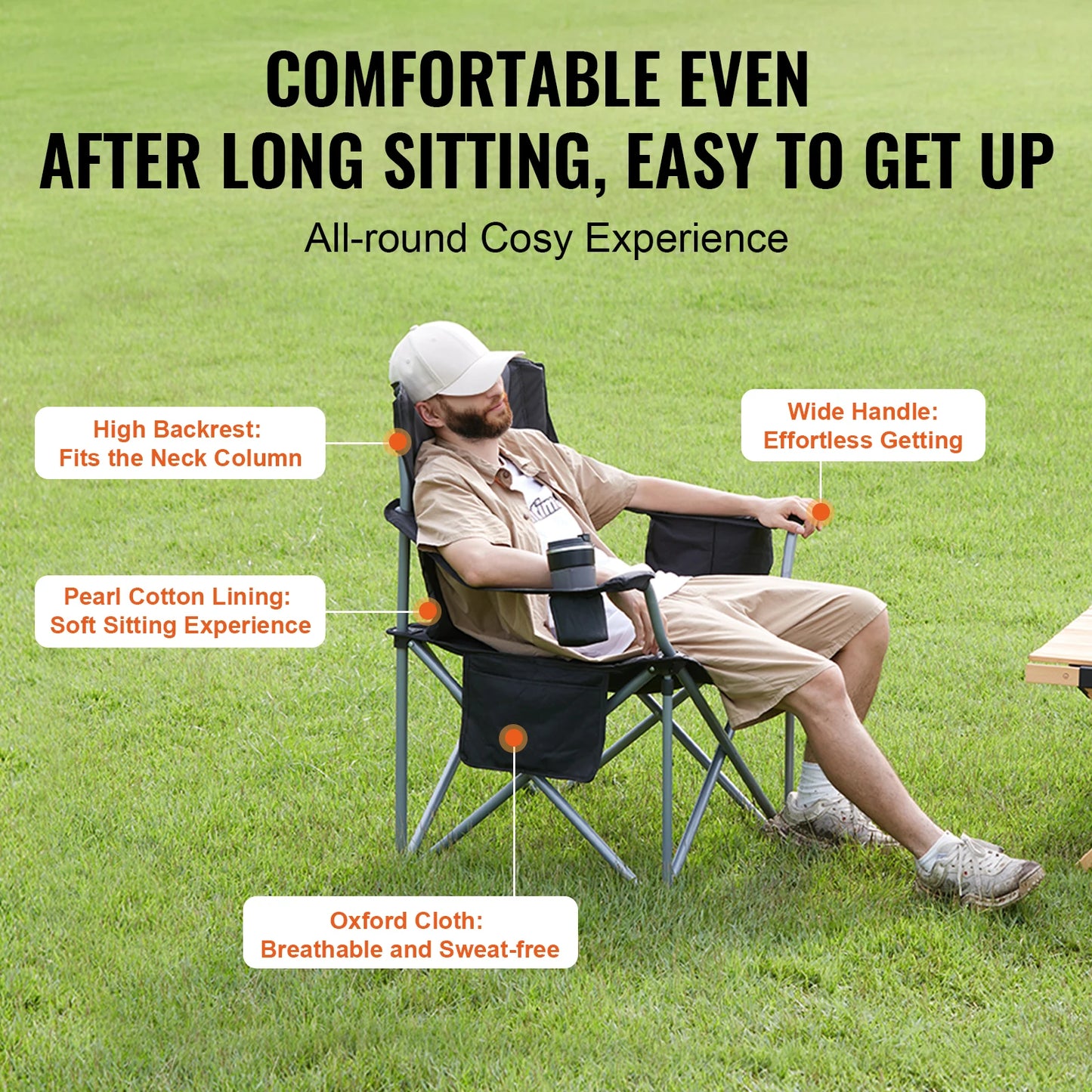 Outdoor Camping Chair 350lbs High Load Ultralight Folding Chair, Portable.