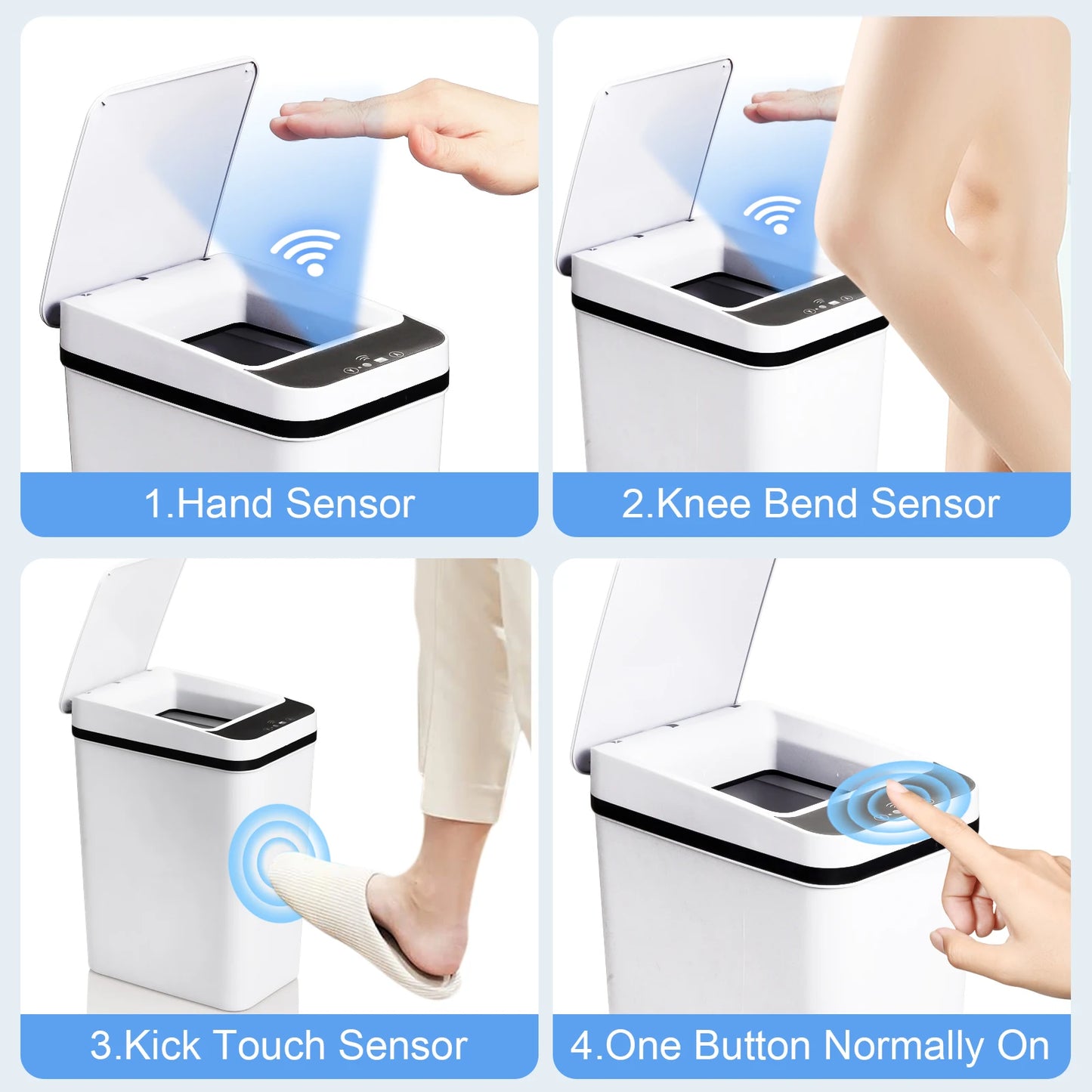 2 Pack 12L Bathroom Automatic Trash Cans Touchless Motion Sensor Slim with Lid, white.