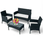 4-Piece Outdoor Patio Furniture Set - Patio Set with 2 Rattan Chairs, Love seat & Table.