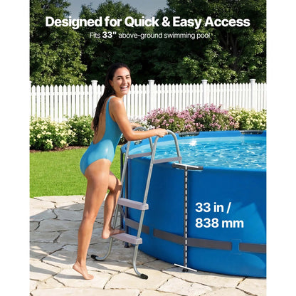 Above Ground Pool Ladder A-Frame Swimming Pool Stairs for High Wall with Non-Slip Sturdy Wide Step