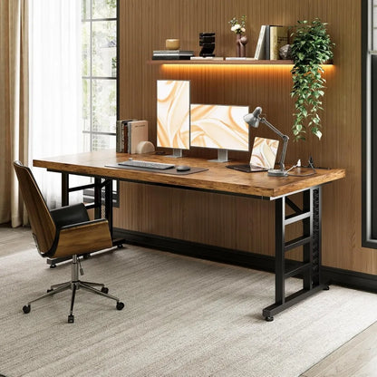 71 Inch Executive Desk with USB Ports, Large Computer Desk with Extra Thick, Office Desk, Furniture.