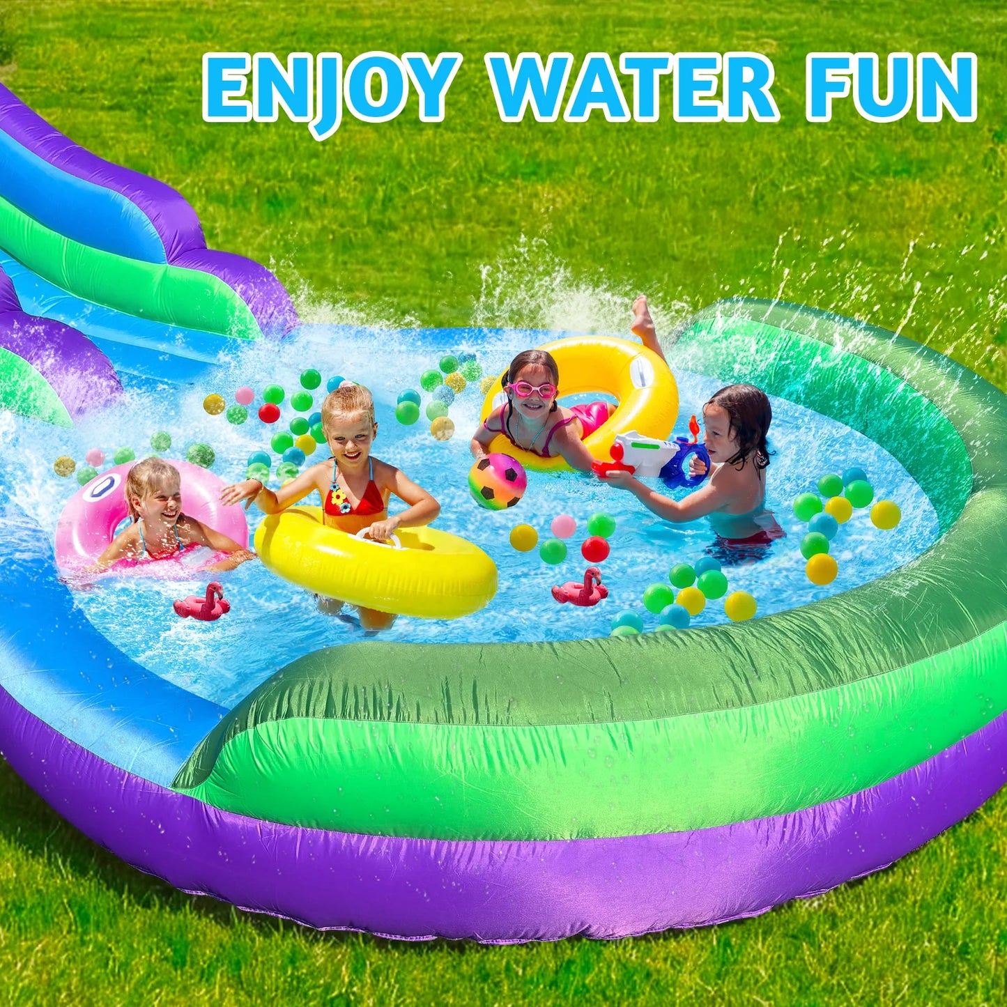 20FT Ultra Climber Kids Inflatable Water Slide Park Heavy Duty for Outdoor Fun with Two Slides & Splash Pool
