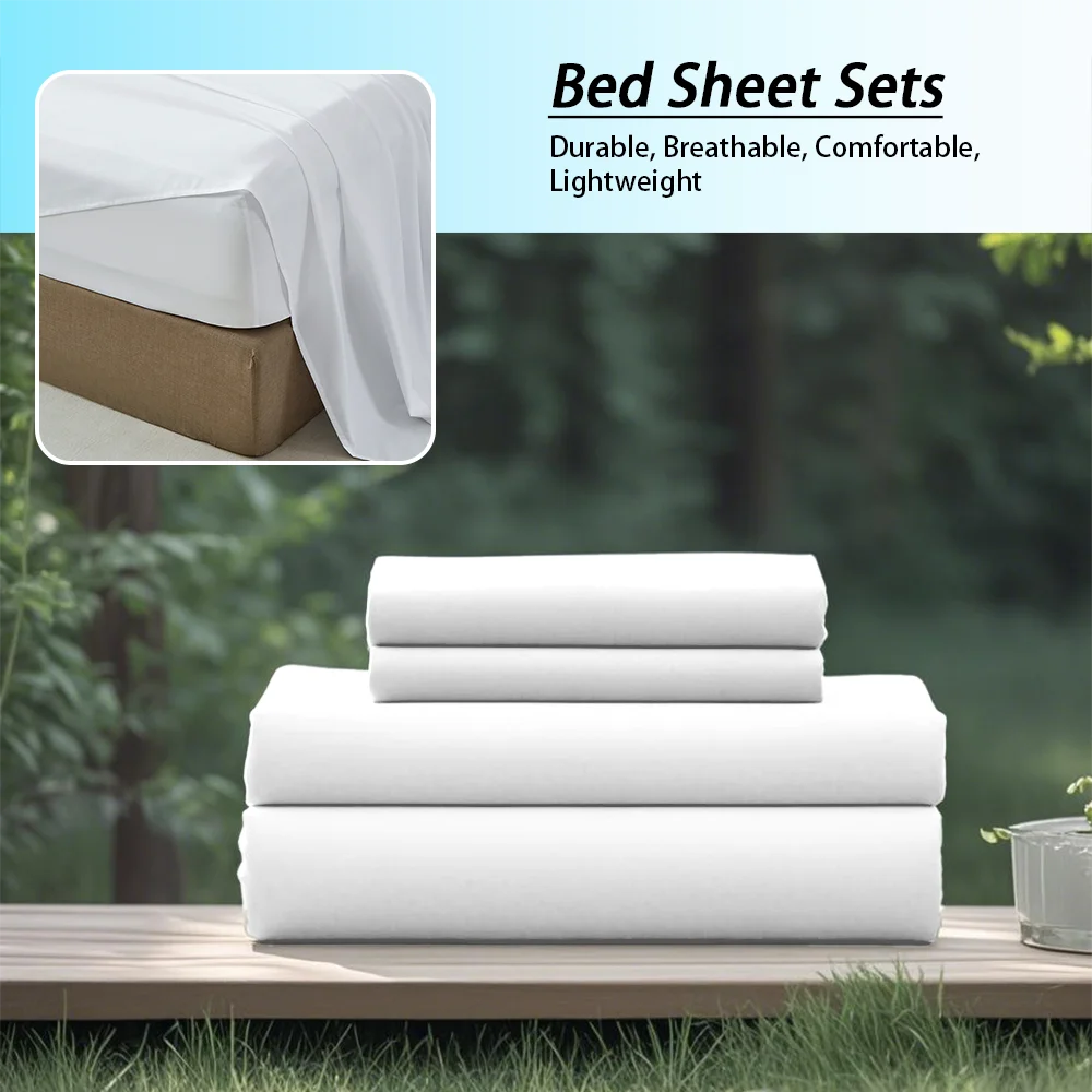 3/4Pcs soft solid color fashionable home bedding set, 1 fitted sheet, 1 flat sheet, 1/ 2 pillowcases