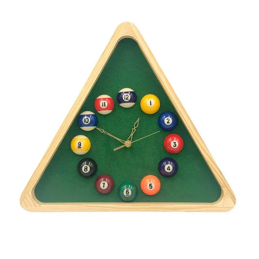 Billiards Pool Ball Clock 14Inch Triangle Pool Table Cool Wall Clock.