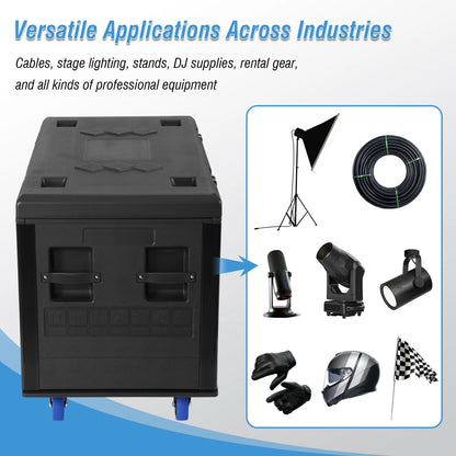 Rolling Road Case Stackable with Lockable Casters Shipping Case Waterproof.