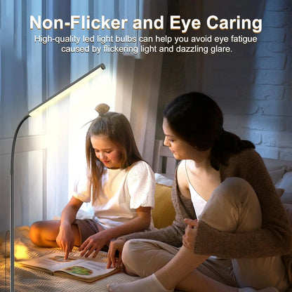 Touch Control Adjustable LED Floor Lamp with Stepless Dimming for Living Room, & Office