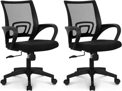 NEO CHAIR Black Mesh Gaming Office Chair Mid Back Lumbar Support Adjustable Height, Swivel.