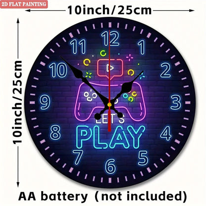 Gaming Console Clock. Neon blue/purple arcade design for game room. A perfect gamer gift.