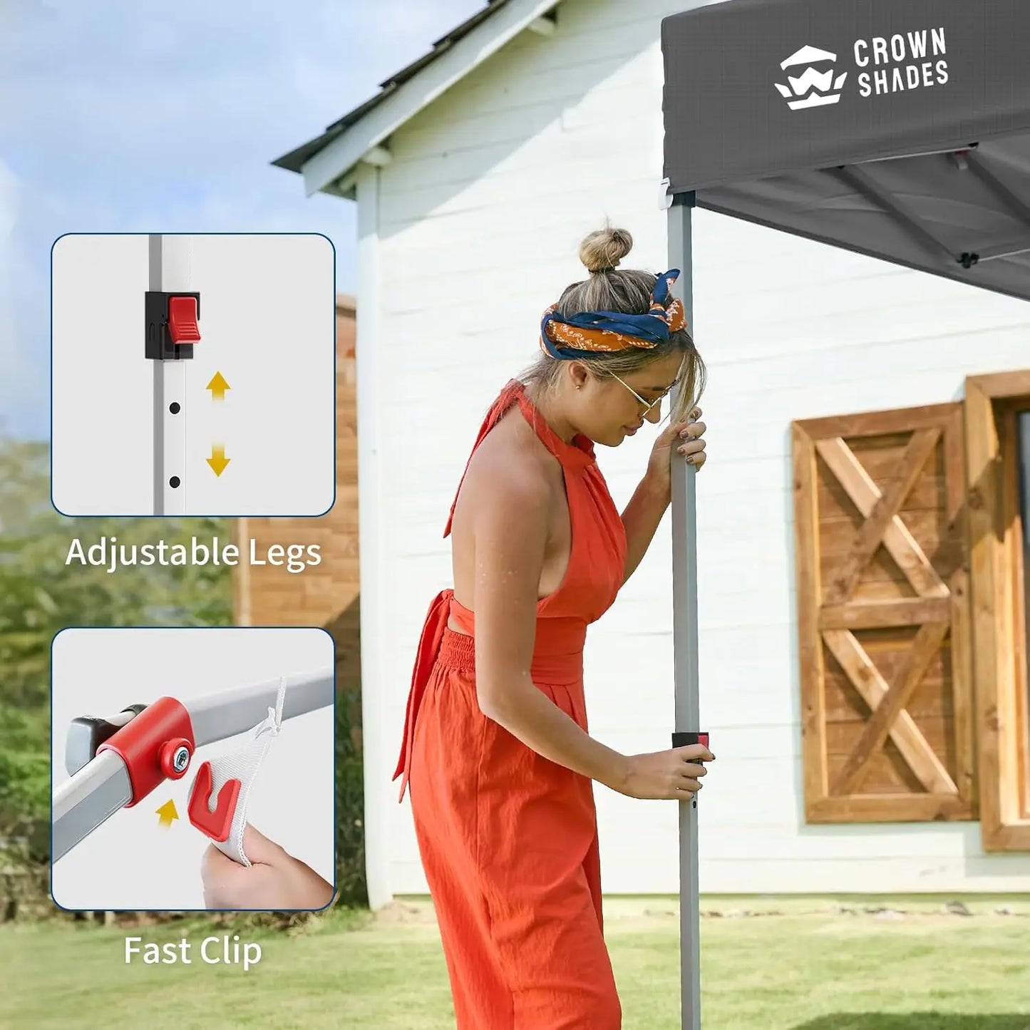 10x10 Pop Up Canopy with 1 Side Wall - Tent with One Push Setup - Outdoor Sun Shade for Events.