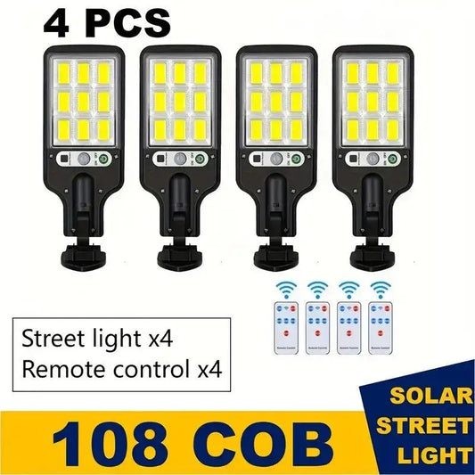 1/2/4-Pack Solar Street Lights, LED Outdoor Wall Lights, Remote Control and Motion Sensor & 3 Modes.