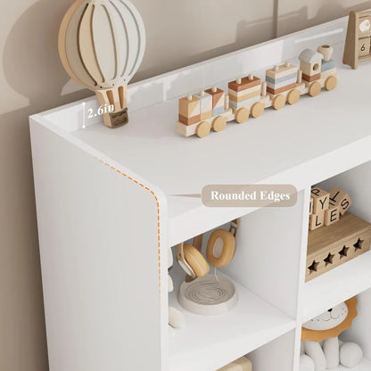 48"W Kids Toy Storage Organizer with Bins, Bookshelf & Drawers for Playroom - White