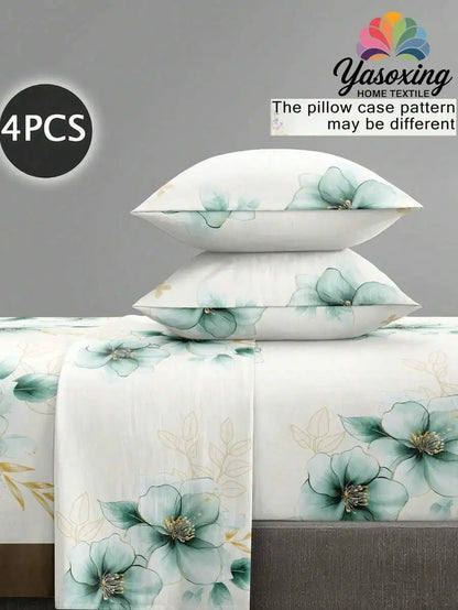 4PCS Zebra Print Bedding Set - Microfiber Sheet Set with Deep Pocket Fitted Sheet