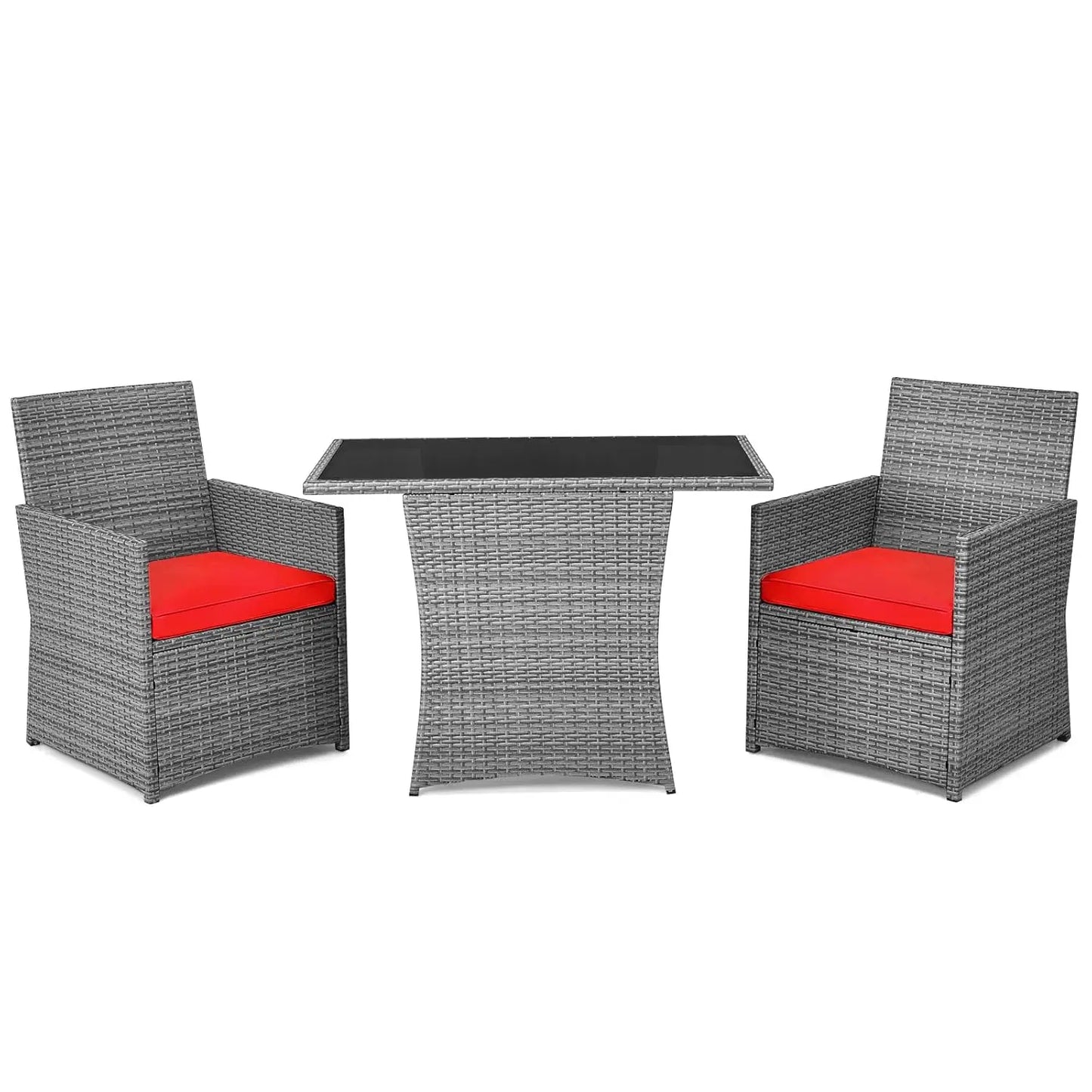 3 Pieces Patio Rattan Furniture Set, Outdoor Wicker Conversation Set.
