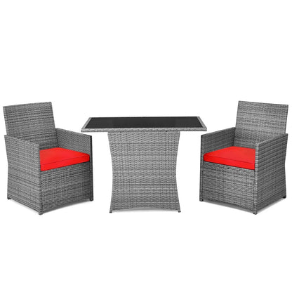 3 Pieces Patio Rattan Furniture Set, Outdoor Wicker Conversation Set.