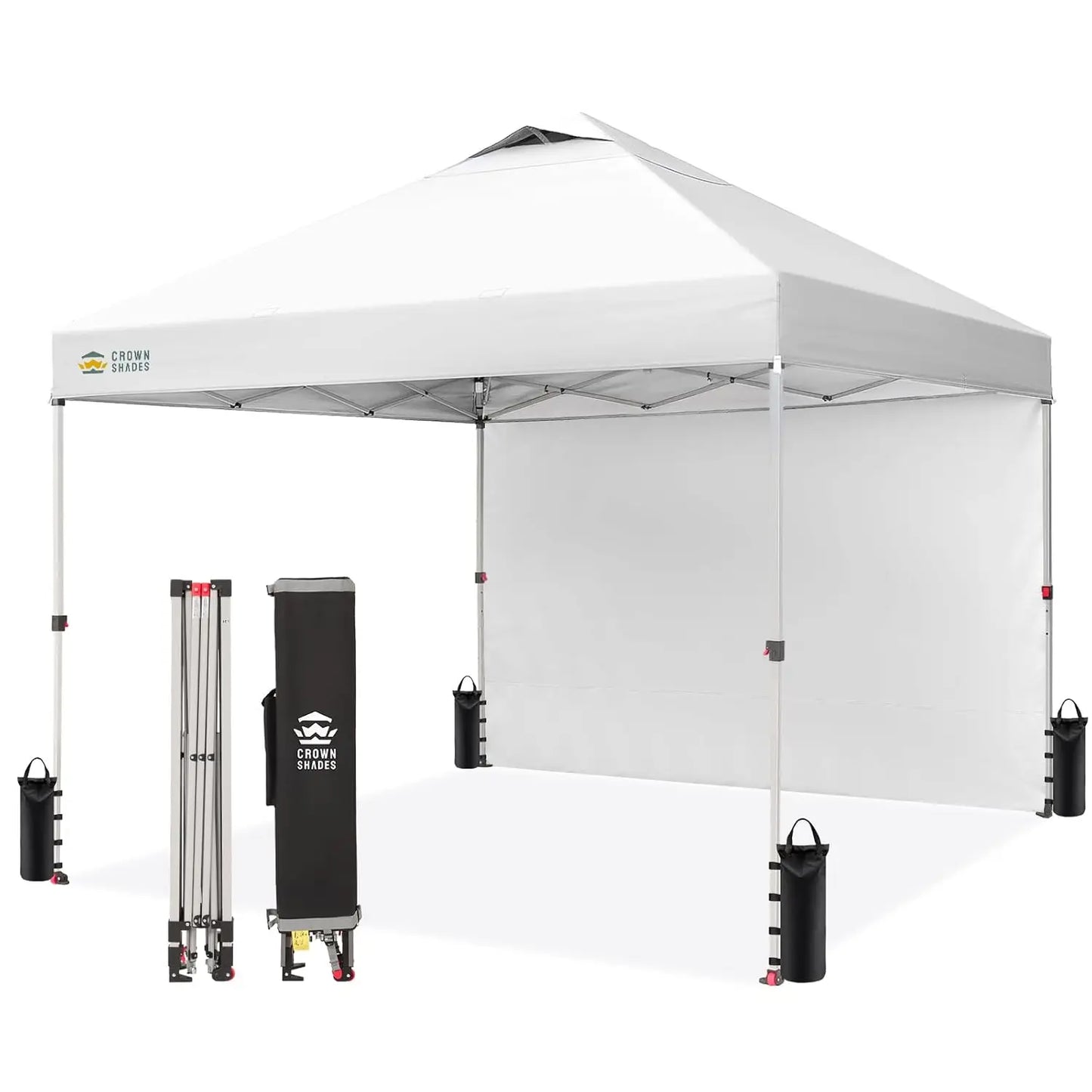 10x10 Pop Up Canopy with 1 Side Wall - Tent with One Push Setup - Outdoor Sun Shade for Events.