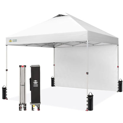 10x10 Pop Up Canopy with 1 Side Wall - Tent with One Push Setup - Outdoor Sun Shade for Events.