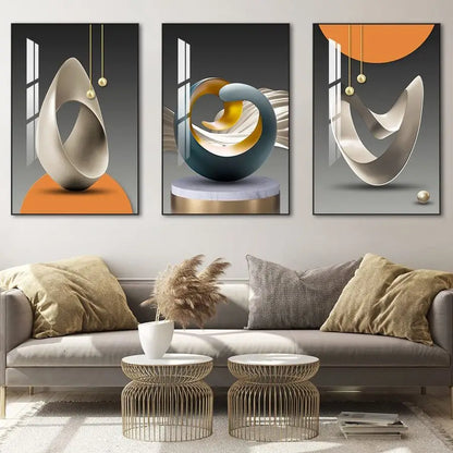 Wall Art, Bright Style Framed Wall Art, Abstract Modern Art Shape Pattern.
