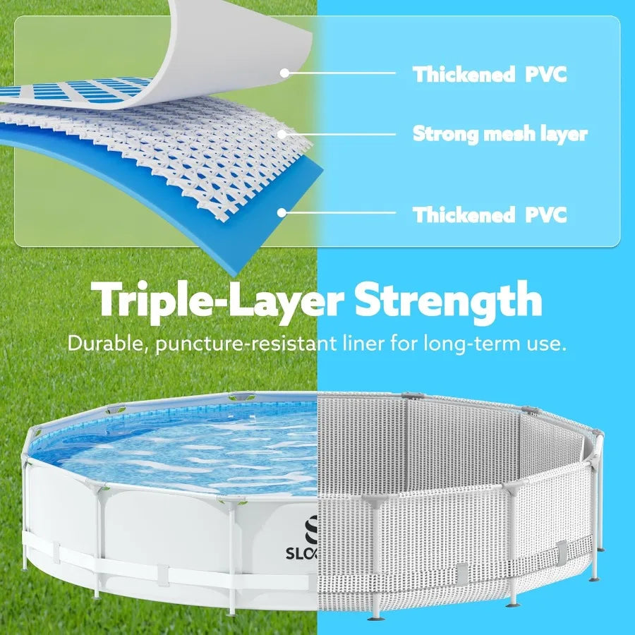 Above Ground Pool - 12ft x 30inch Outdoor Round Frame Swimming Pool Set with Filter Pump.