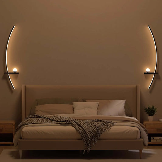 2pcs Modern Adjustable LED Wall Sconce, 31.5" Arched Metal Bedside Lamp, 3000K Warm Glow, Indoor Use.