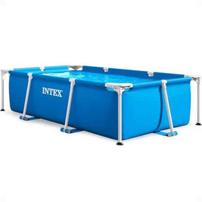86 x 23 Rectangular Frame Above Ground Outdoor Home Backyard Swimming Pool with Flow Control Valve for Draining