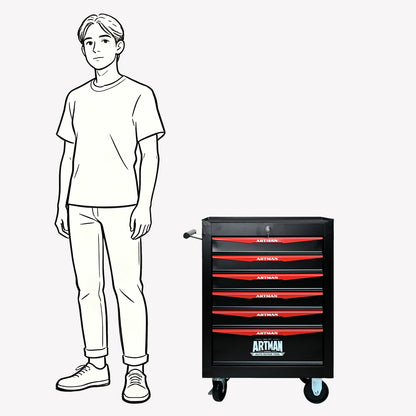 Rolling Metal Tool Chest with 6 Drawers, 20" 6-Drawer Tool Chest Cabinet with Ball Bearing Drawer Slides.