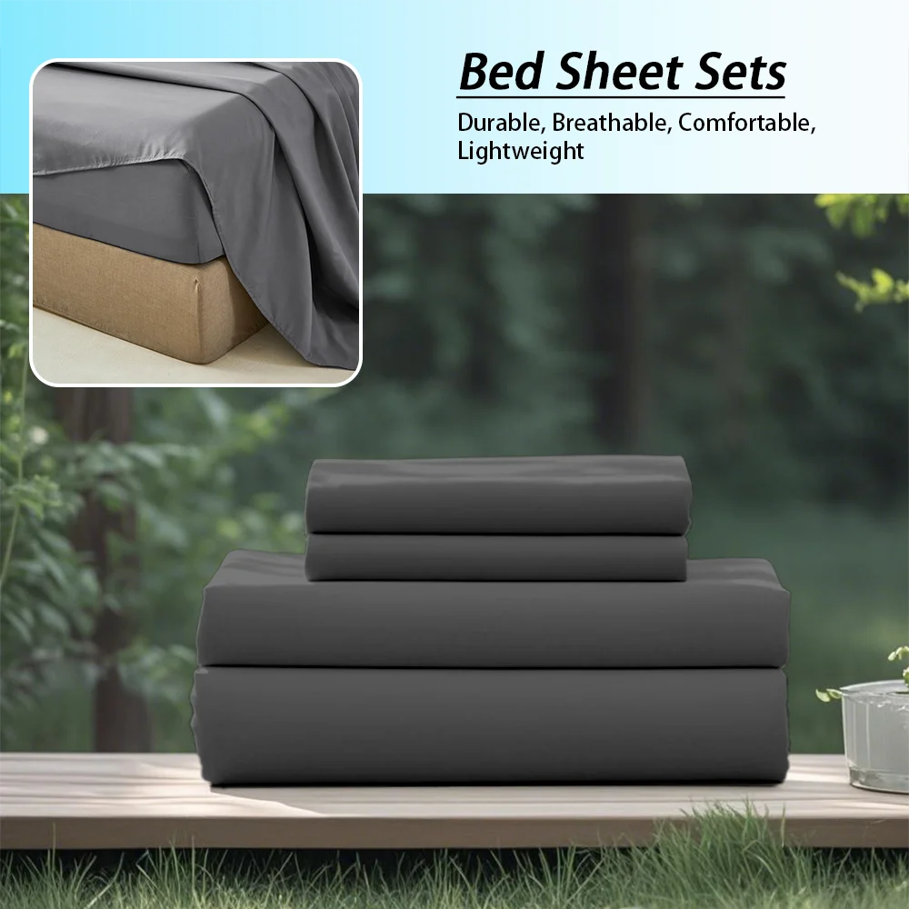 3/4Pcs soft solid color fashionable home bedding set, 1 fitted sheet, 1 flat sheet, 1/ 2 pillowcases