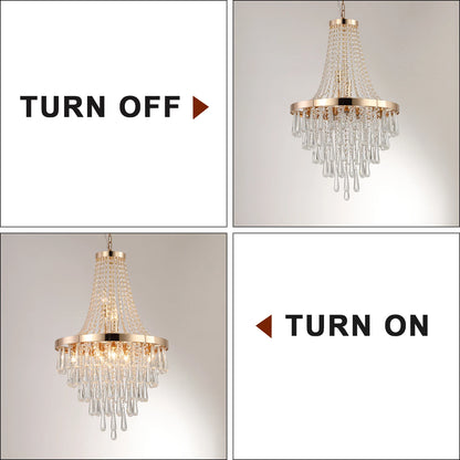 Large Luxury Gold Crystal Chandelier, Dazzling K9 Crystals, Superior Metal Finish,