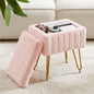 Faux Fur Living Room Hidden Storage Stools & Ottomans Padded with 4 Metal Legs Anti-Slip Adjustable Feet.