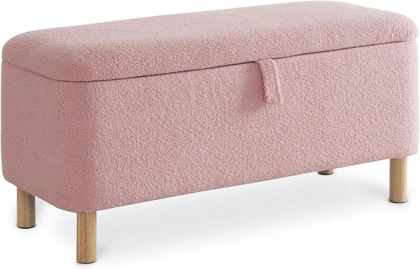 Storage Ottoman Bench for Bedroom end of Bed, Sherpa Upholstered Shoe Seat Storage.