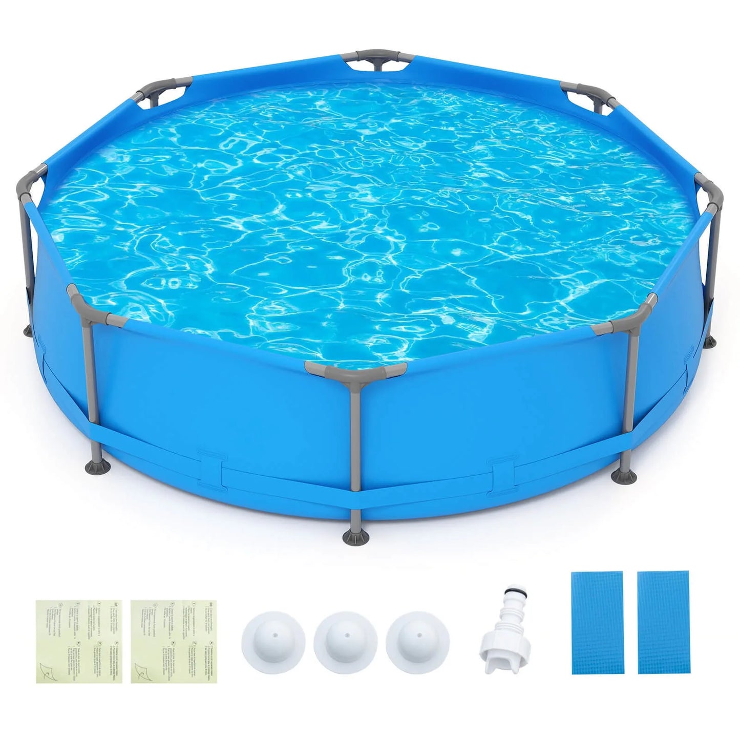 Outdoor Hot Tub, Outdoor Family Swimming Pool with Metal Frame Multi-Layer PVC Fabric.
