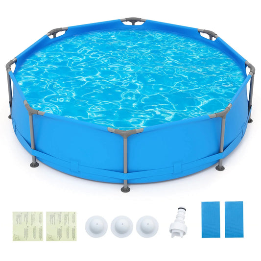 Outdoor Hot Tub, Outdoor Family Swimming Pool with Metal Frame Multi-Layer PVC Fabric.