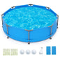 Outdoor Hot Tub, Outdoor Family Swimming Pool with Metal Frame Multi-Layer PVC Fabric.