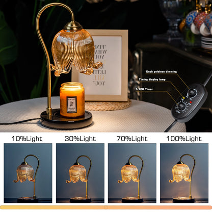 Tulip Flower Warm Candle Lamp French Retro Bedroom Bedside Lamp Fireless Fragrance.