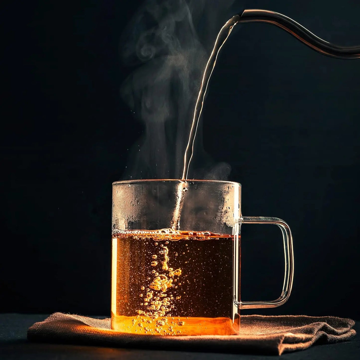 6-Piece Clear Borosilicate Glass Coffee Mugs Set, Dishwasher & Microwave Safe.