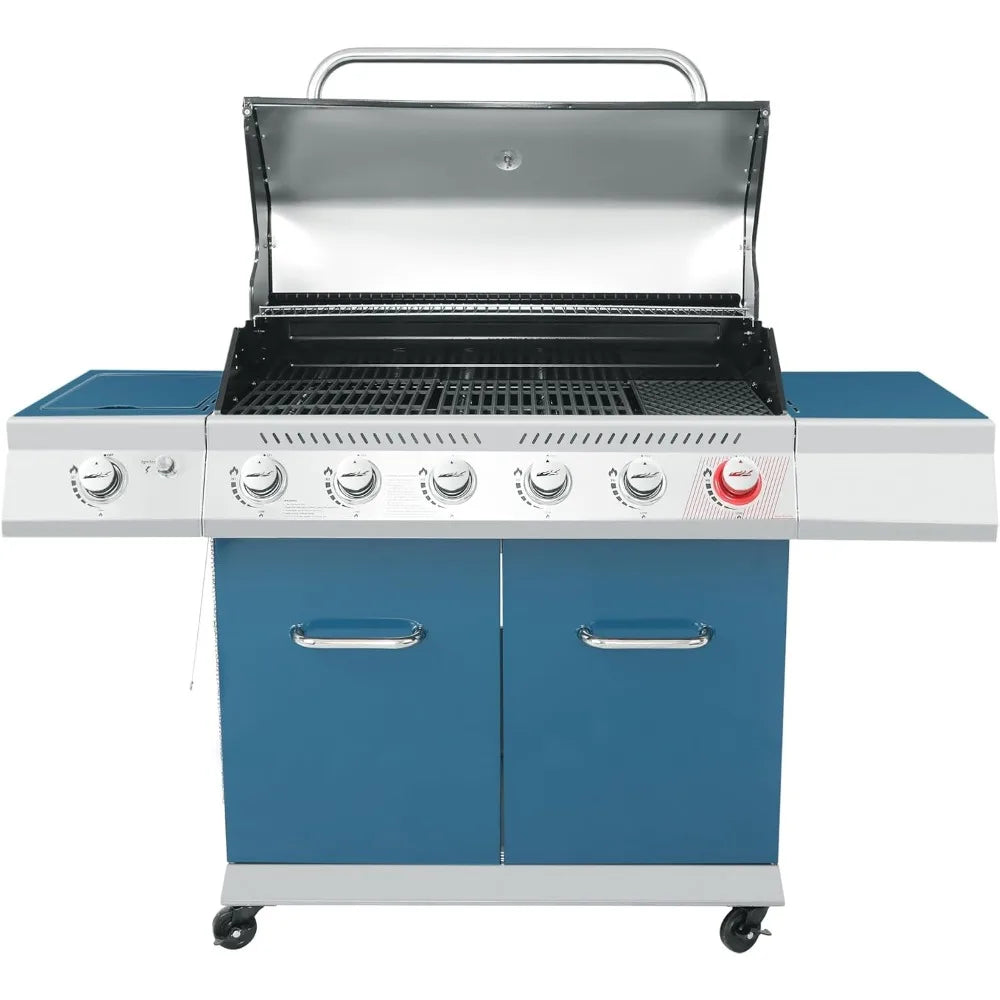 Royal Gourmet GA6402B 6 Burner Propane Gas Grill with Side Burner and Warming Rack, Cabinet Style Gas BBQ Grill