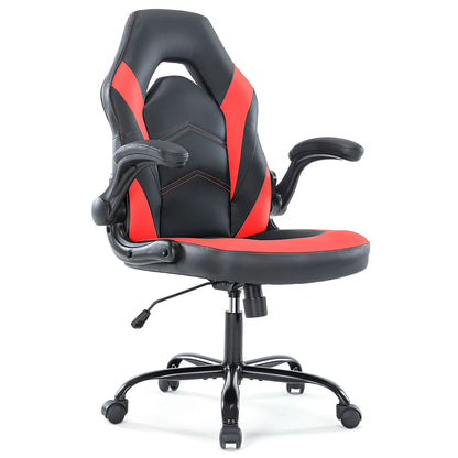 Ergonomic Office Computer Home Gaming Desk Chair Adjustable PU Leather, Flip-up Armrest.