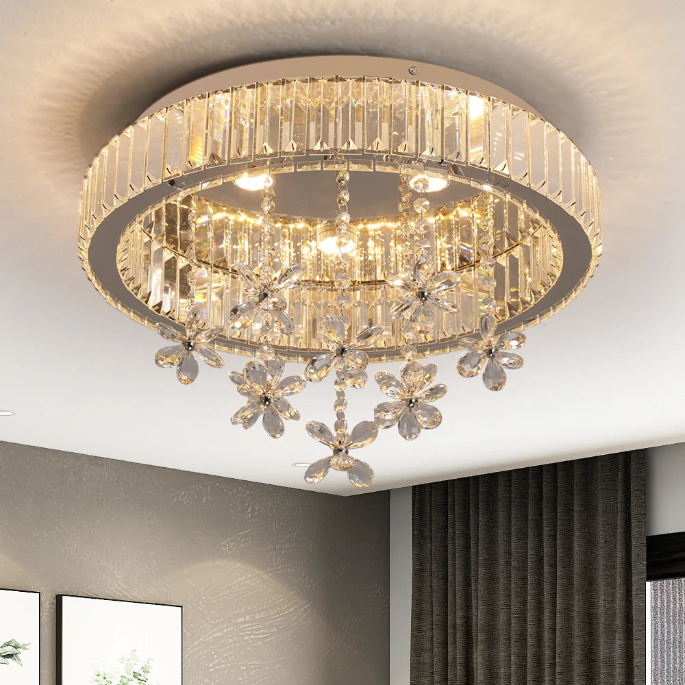 Crystal LED Ceiling Lamp Modern Chandelier Pendant Light Luxury Home Decor, Dining room.