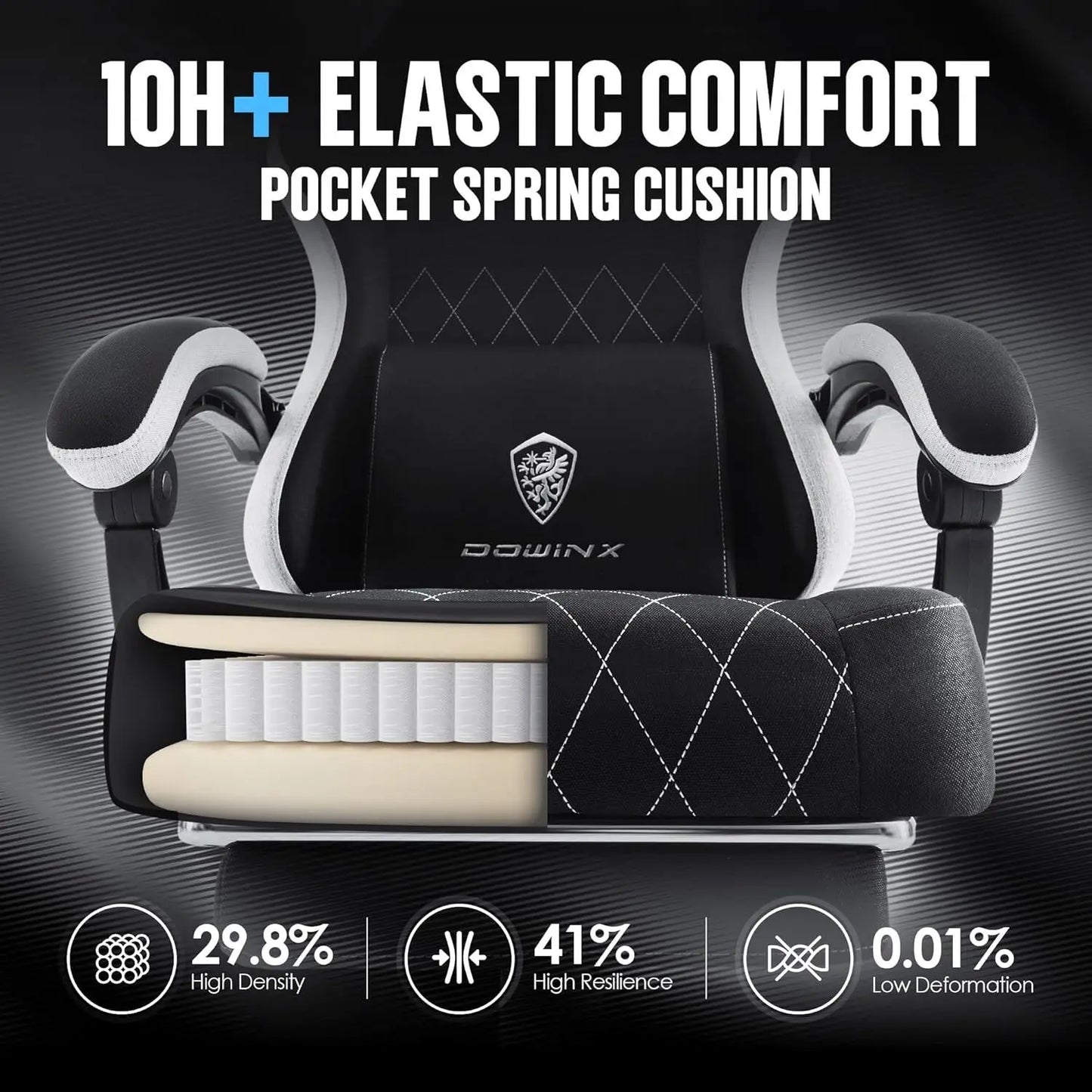 Dowinx Fabric Gaming Chair Ergonomic Computer Chair with Footrest