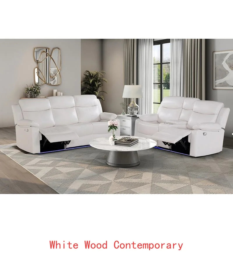 3-Piece Reclining Sofa Set with LED Lights – Sofa, Loveseat & Recliner for Living Room.
