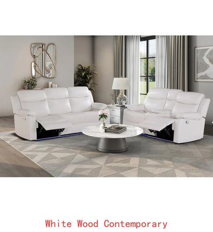 3-Piece Reclining Sofa Set with LED Lights – Sofa, Loveseat & Recliner for Living Room.