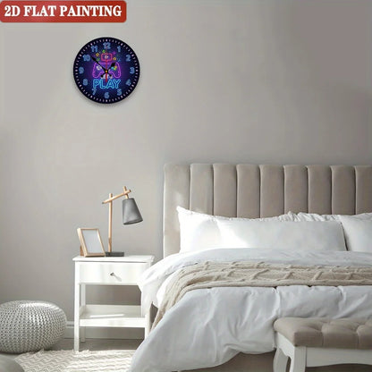 Gaming Console Clock. Neon blue/purple arcade design for game room. A perfect gamer gift.