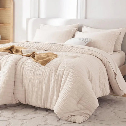 7 Pieces Queen Comforter Set, All Season Luxury Bedding Set with Comforter, Flat Sheet and Fitted.