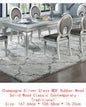 7pc Rect. Glass Dining Table Set w/ Silver Hue & 6 Tufted Side Chairs for Dining Room