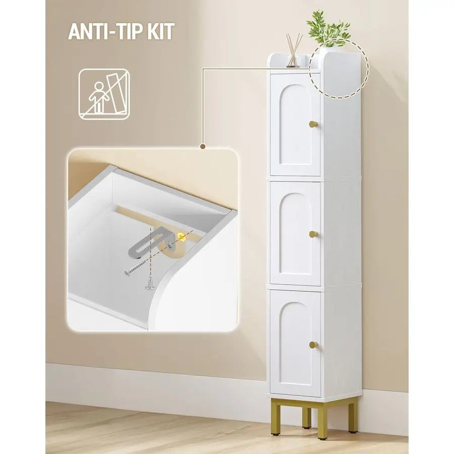Bathroom Storage Cabinet, Narrow Bathroom Organizers and Storage with 4 Adjustable Feet.
