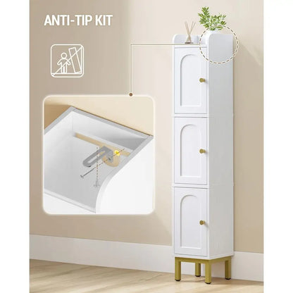 Bathroom Storage Cabinet, Narrow Bathroom Organizers and Storage with 4 Adjustable Feet.